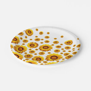 Beautiful yellow flowers paper plate