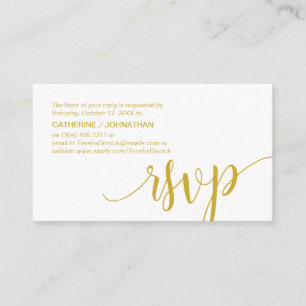 Beautiful Yellow Gold,Wedding Elopement, RSVP Enclosure Card
