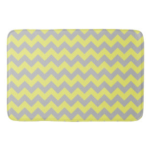 Beautiful Yellow Grey Chevron Pattern Bath Mat