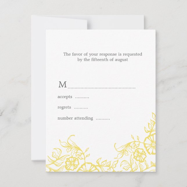 Beautiful Yellow & Grey Floral Wedding Response (Front)