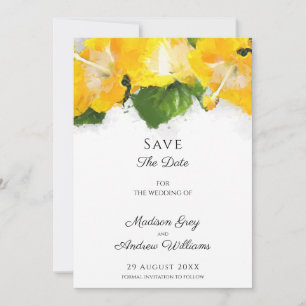 Beautiful Yellow Hibiscus Flower Art Save The Date
