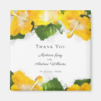 Beautiful Yellow Hibiscus Flower Art Thank You Magnet