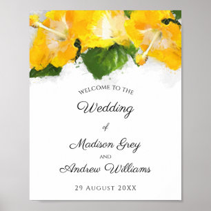 Beautiful Yellow Hibiscus Flower Art Wedding Poster
