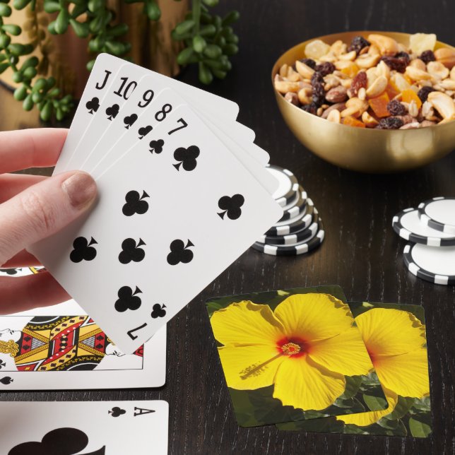 Beautiful Yellow Hibiscus Flower Playing Cards (In Situ)