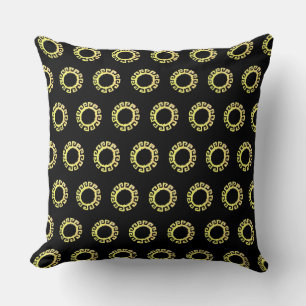 Beautiful Yellow Inca Sun on Black Cushion