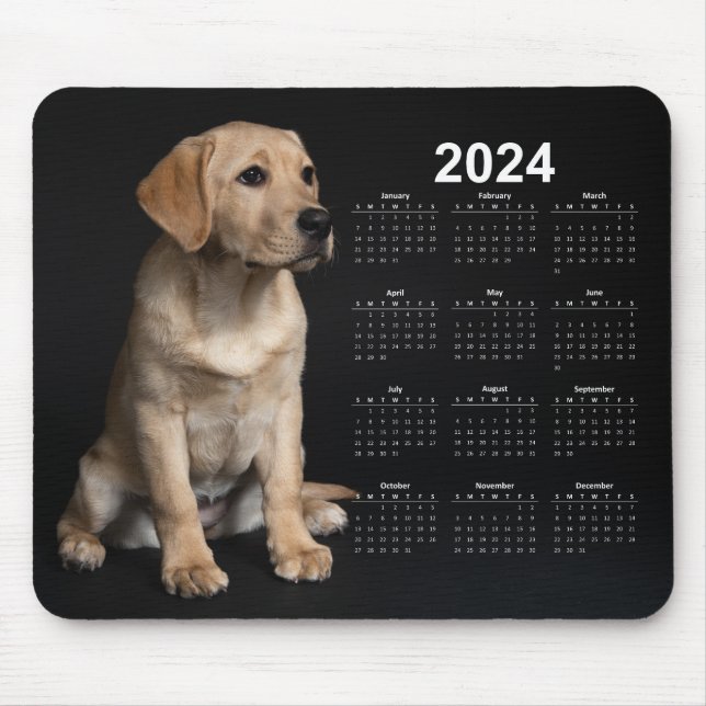 Beautiful Yellow Labrador Retriever 2024 Calendar Mouse Mat (Front)