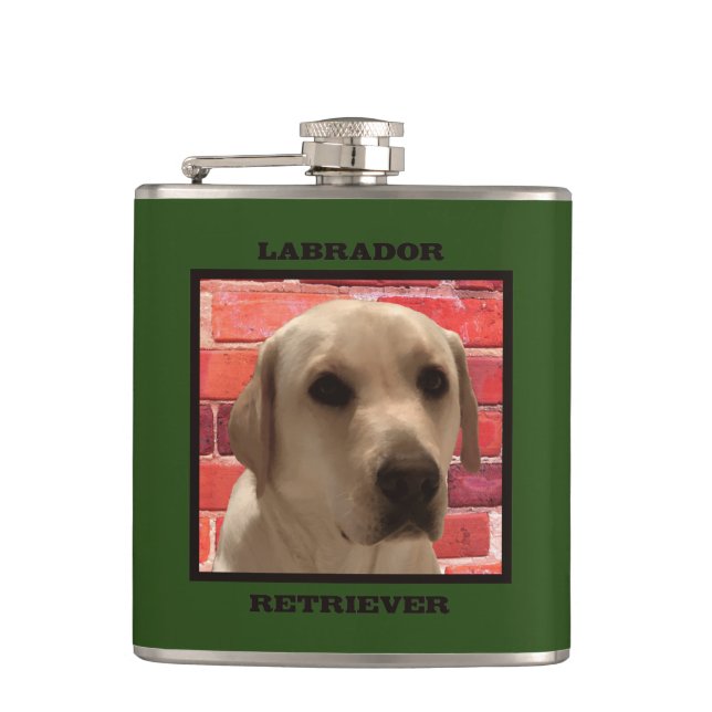 Beautiful Yellow Labrador Retriever Dog Hip Flask (Front)