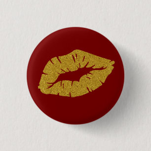 Beautiful Yellow Lipstick Kiss Isolated 3 Cm Round Badge