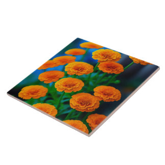 Beautiful Yellow Marigold Flowers Tile