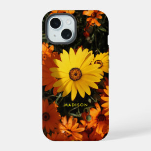 Beautiful Yellow Orange Flowers Personalised Name iPhone 15 Case