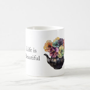 Beautiful Yellow Purple Green Flowers Coffee Mug