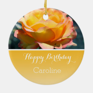 beautiful yellow rose birthday gift from a friend ceramic tree decoration