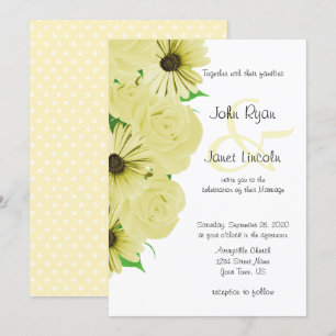 Beautiful Yellow Rose & Daisy Wedding Invitations