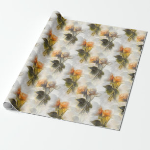 Beautiful Yellow Rose Flowers Pattern Wrapping Paper