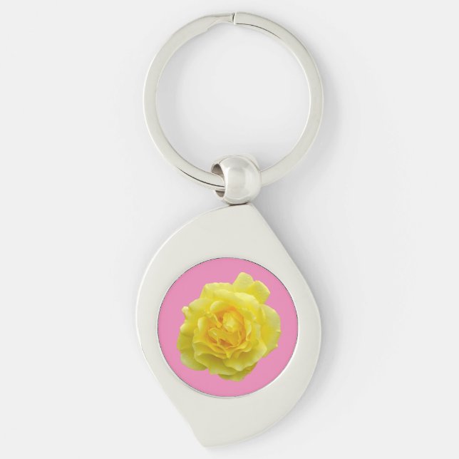 Beautiful yellow rose key ring (Front)
