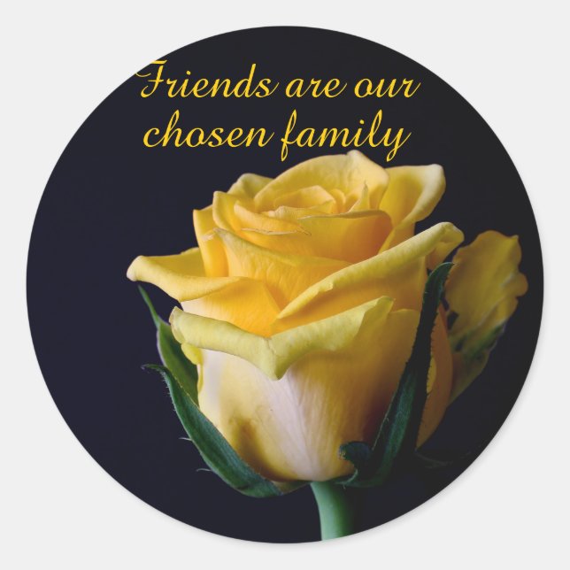 Beautiful Yellow Rose on Black Friend Sticker (Front)