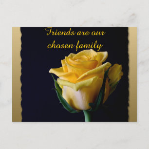 Beautiful Yellow Rose on Black Friendship Postcard