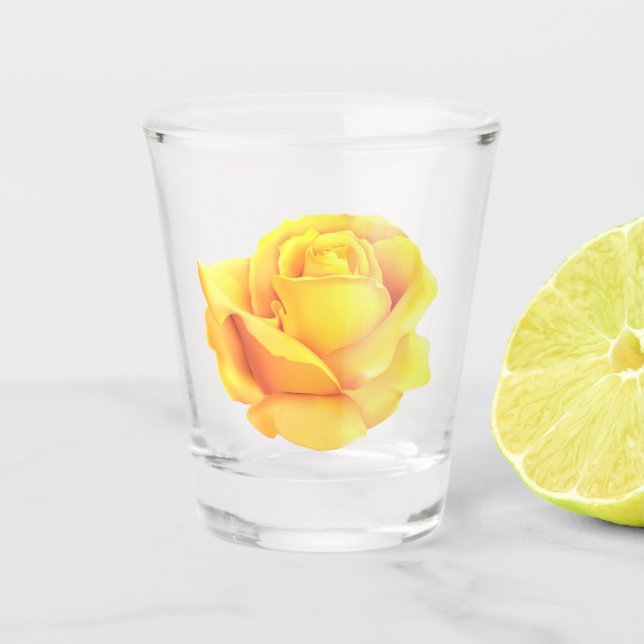 Beautiful Yellow Rose Shot Glass (Front)