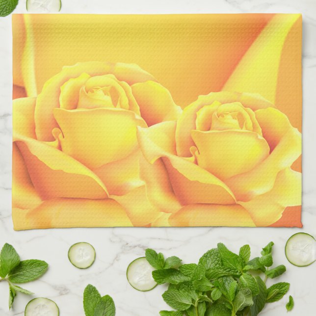 Beautiful Yellow Rose Tea Towel (Folded)