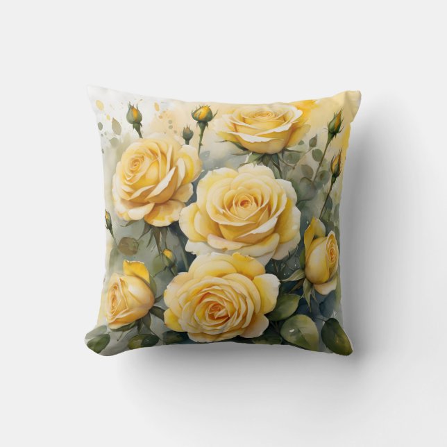 Beautiful Yellow Roses Cushion (Front)