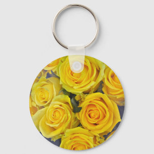 Beautiful yellow roses key ring