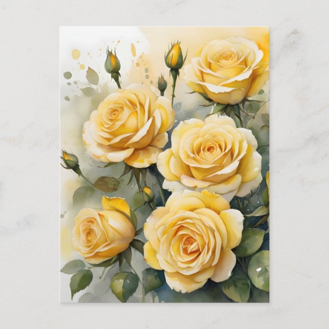 Beautiful Yellow Roses Postcard (Front)