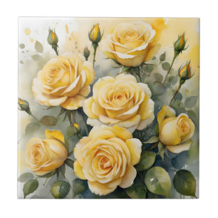 Beautiful Yellow Roses Tile