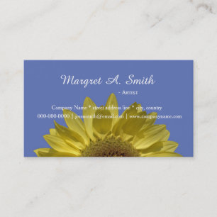 Beautiful yellow sunflower in blue professional business card