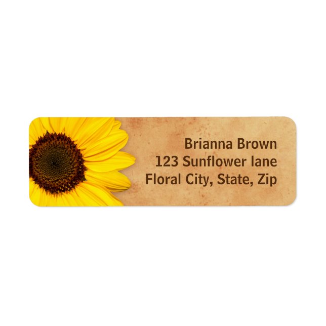 Beautiful yellow sunflower return address labels (Front)