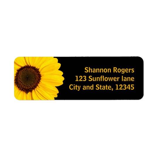 Beautiful yellow sunflower return address labels