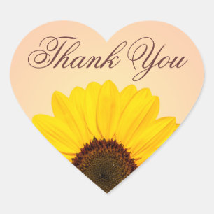 Beautiful yellow sunflower thank you stickers