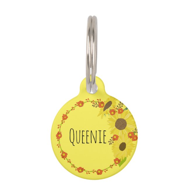 Beautiful Yellow Sunflower Wreathe Pet Tag (Front)