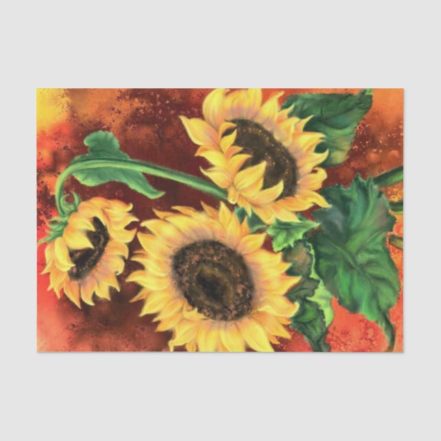 Beautiful Yellow Sunflowers Tissue Paper (Front)