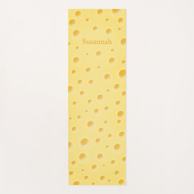 Beautiful Yellow Swiss Cheese Personalised Yoga Mat (Front)