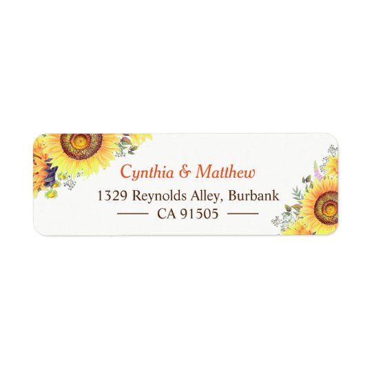 Beautiful Yellow White Sunflowers Elegant Chic Return Address Label