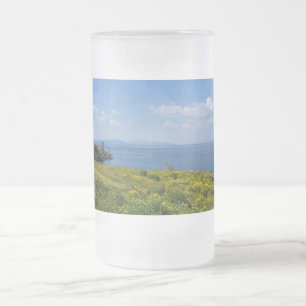 Beautiful Yellowstone Lake Frosted Glass Beer Mug