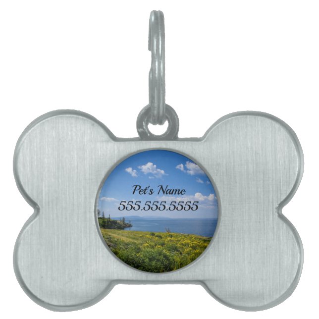 Beautiful Yellowstone Lake Pet Name Tag (Front)
