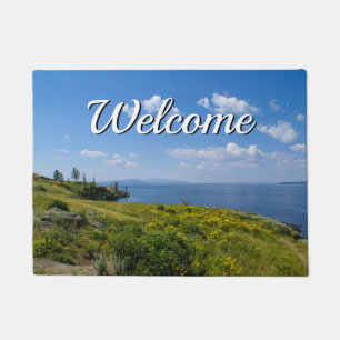 Beautiful Yellowstone Lake Welcome Doormat