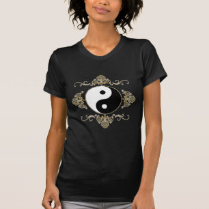 Beautiful Yin Yang Design in Black and Gold T-Shirt