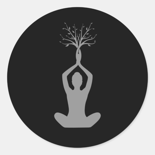 Beautiful Yoga Nature Buddhism Spiritual Tree Classic Round Sticker (Front)