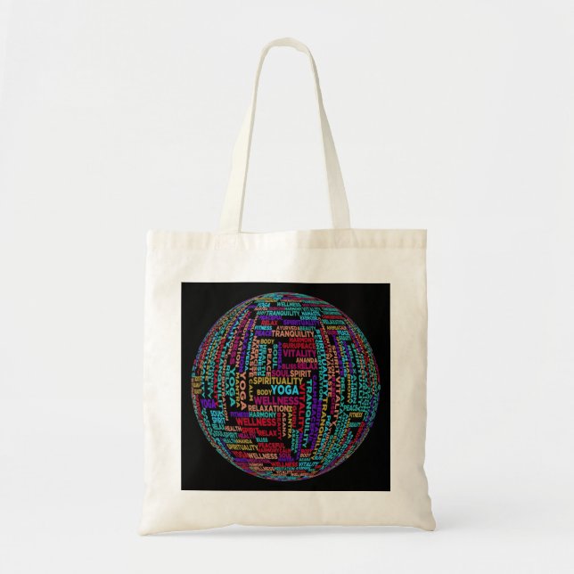 Beautiful Yoga Wellness & Harmony Globe Tote Bag (Front)