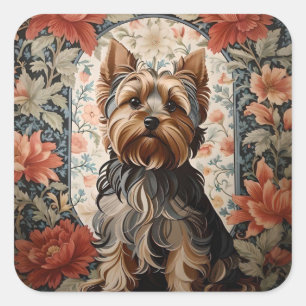 Beautiful Yorkie   Yorkshire Terrier Portrait Square Sticker