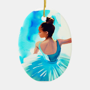 Beautiful Young Ballerina in Blue Ceramic Tree Decoration