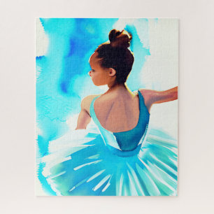 Beautiful Young Ballerina in Blue  Jigsaw Puzzle