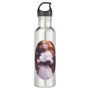 Beautiful Young Girl Amongst Pink Flowers Portrait 710 Ml Water Bottle