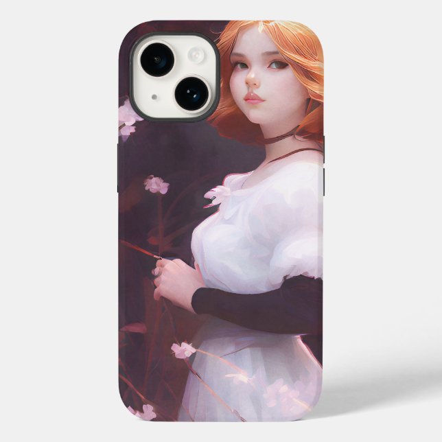 Beautiful Young Girl Amongst Pink Flowers Portrait Case-Mate iPhone Case (Back)