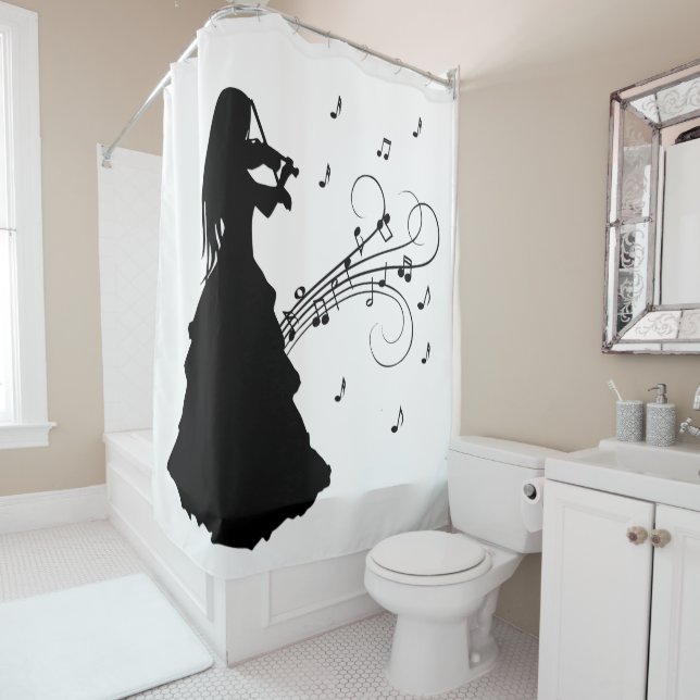 Beautiful Young Gypsy Girl Plays Violin Shower Curtain (In Situ)