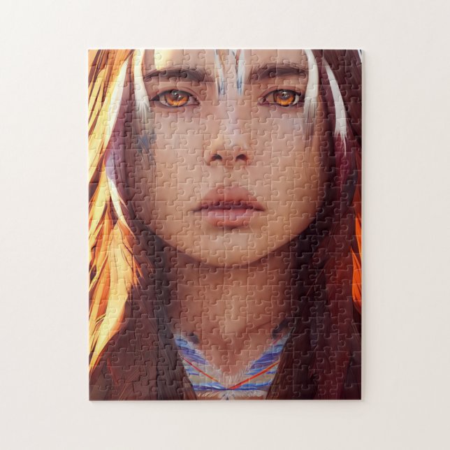 BEAUTIFUL YOUNG INDIAN NATIVE GIRL JIGSAW PUZZLE (Vertical)