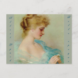 Beautiful,young lady,by Albert Lynch,Belle epoque, Postcard