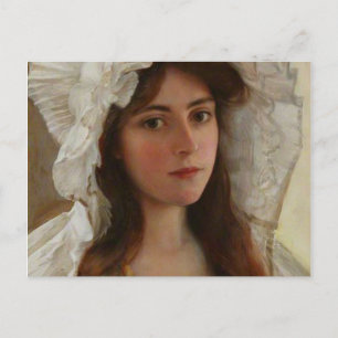 Beautiful young lady by Albert Lynch,vintage art Postcard